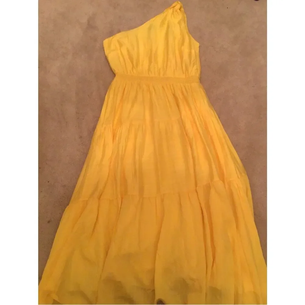 City Chic One-Shoulder Tiered Yellow Maxi Dress - Picture 3 of 4